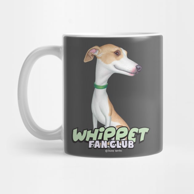 Cute whippet dog posing on Whippet with Green Collar tee by Danny Gordon Art
